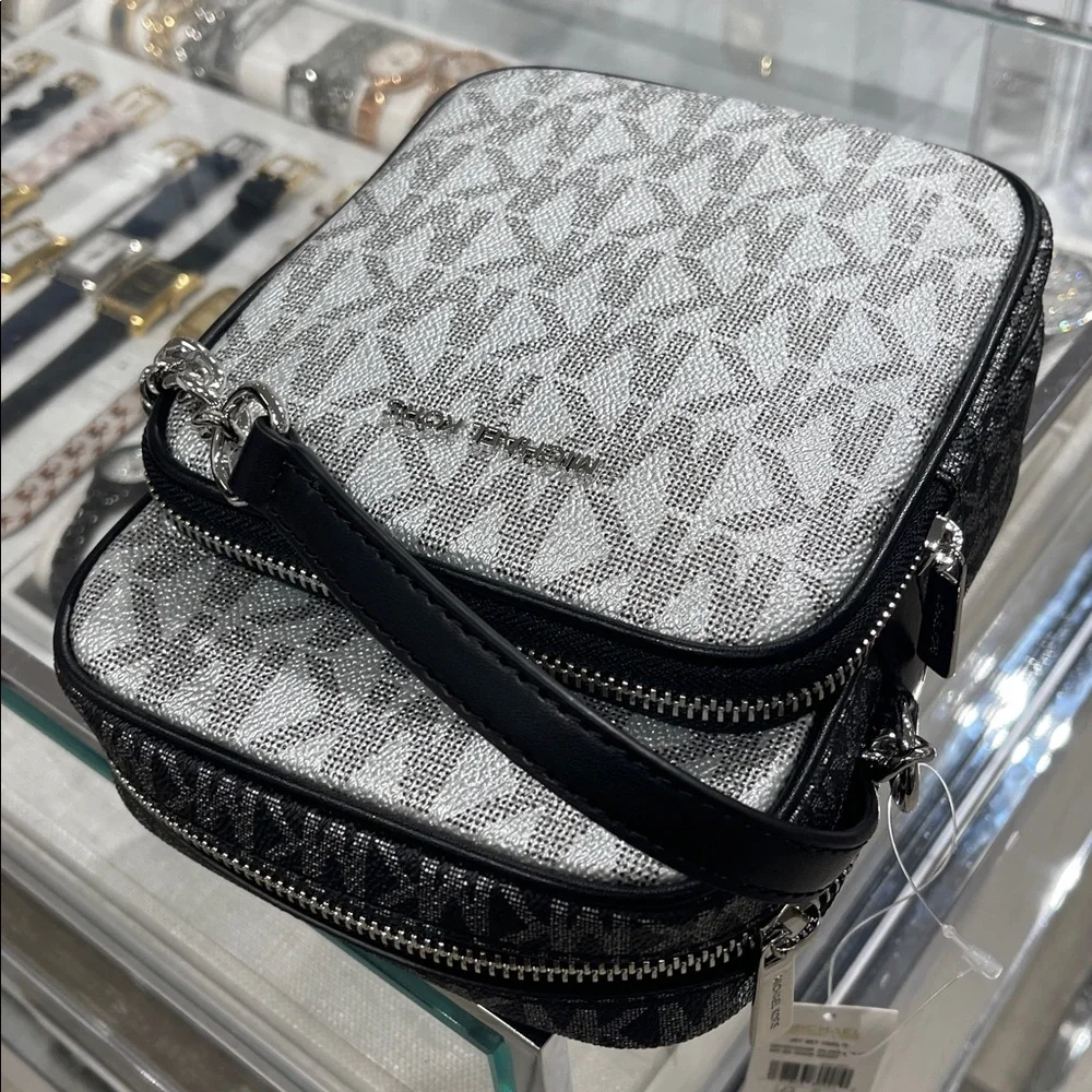 MICHAEL KORS Jet Set Medium Metallic Signature Logo NS Chain Crossbody Flight